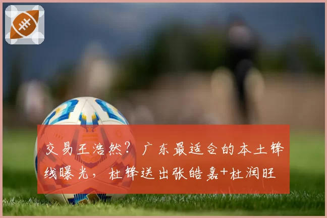交易王浩然？广东最适合的本土锋线曝光，杜锋送出张皓嘉+杜润旺
